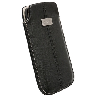 Krusell Luna Pouch 3XL - кожен калъф за iPhone XS, iPhone X, iPhone 8, iPhone 7, iPhone 6S, HTC Sensation XL, HTC One X, Galaxy S3, Galaxy Nexus, Nokia Lumia и др. (черен)