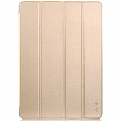 Devia Basic Case - кожен калъф и поставка за iPad Air 2, iPad Pro 9.7 (златист)