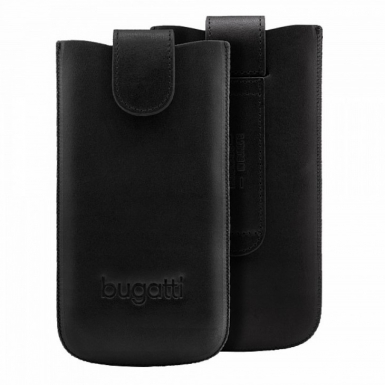 Bugatti SlimCase York 2ML - кожен калъф (естествена кожа) за iPhone 8, iPhone 7, iPhone 6S, Galaxy Alpha, Galaxy S5 mini, HTC One Mini 2 (черен)