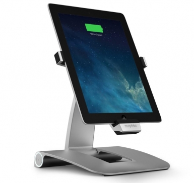 Mophie Powerstand Lightning - алуминиева док станция (зареждане+синхронизация) за iPad, iPhone и iPod с Lightning (сребрист)