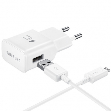 Samsung Fast Charger EP-TA20EW - захранване с USB изход и MicroUSB кабел за смартфони и таблети (ритейл опаковка)