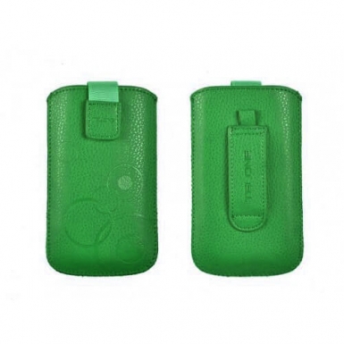 Telone Deko 1 Pouch Size 16 - вертикален кожен калъф, тип джоб с лента за издърпване за iPhone 8, iPhone 7, iPhone 6/6S, iPhone 5/5S/SE, Galaxy S7, S6, S5, S4, HTC One, Nexus 5, LG G2 и други (зелен)
