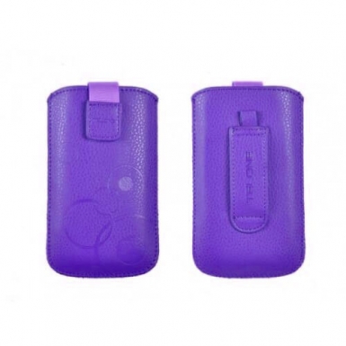 Telone Deko 1 Pouch Size 16 - вертикален кожен калъф, тип джоб с лента за издърпване за iPhone 8, iPhone 7, iPhone 6/6S, iPhone 5/5S/SE, Galaxy S7, S6, S5, S4, HTC One, Nexus 5, LG G2 и други (лилав)