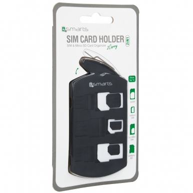 4smarts 2in1 SIM Card Holder + Nano/Micro Sim Adapter Set - комплект Nano/Micro Sim адаптерии органайзер за тях (черен)