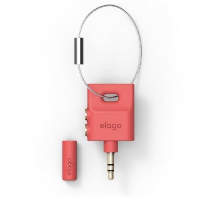 Elago Keyring Splitter - аудио разклонител (сплитер) за мобилни устройства с 3.5 мм стерео-жак (червен)