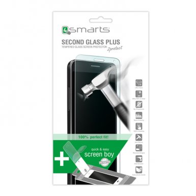 4smarts Second Glass Plus - комплект уред за поставяне и стъклено защитно покритие за дисплея на iPhone 6 Plus, iPhone 6S Plus (прозрачен)