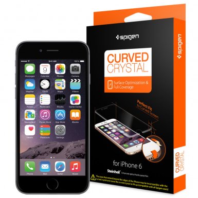 Spigen Screen Protector Steinheil Curved Crystal - защитно покритие с извити ръбове за целия дисплея на iPhone 6, iPhone 6S (2 броя)