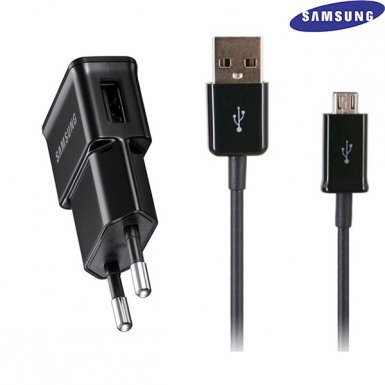 Samsung Travel Charger ETA0U81EBE - захранване за ел. мрежа и microUSB кабел за Samsung мобилни устройства (черен) (bulk)