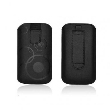 Telone Deko 1 Pouch Size 17 - вертикален кожен калъф, тип джоб с лента за издърпване за iPhone 6 Plus, iPhone 6S Plus, Samsung Galaxy Note 4 и други (черен)