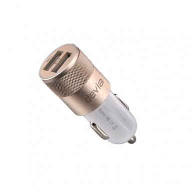Devia Joy Dual USB Port Car Charger 3.1А - зарядно за кола (3.1 Ампера) с 2 USB изхода за смартфони и таблети (златист)