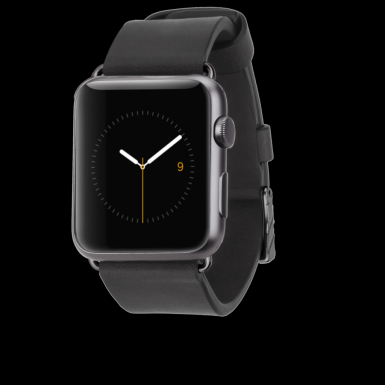 Casemate Signature Leather Strap - класическа кожена (естествена кожа) каишка за Apple Watch 42мм, 44мм (черен)