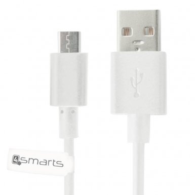 4smarts BasicCord Micro-USB Data Cable - качествен microUSB кабел за мобилни устройства и устройства с microUSB вход (бял) (bulk)