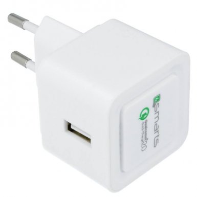 4Smarts Qualcomm 2.0 Rapid Quick Charge - универсално USB захранване за ел. мрежа с технология за бързо зареждане (бял)