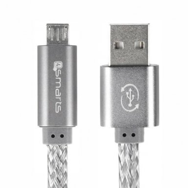 4smarts GleamCord Micro-USB Data Cable - качествен microUSB кабел за мобилни устройства (15см) (сив)
