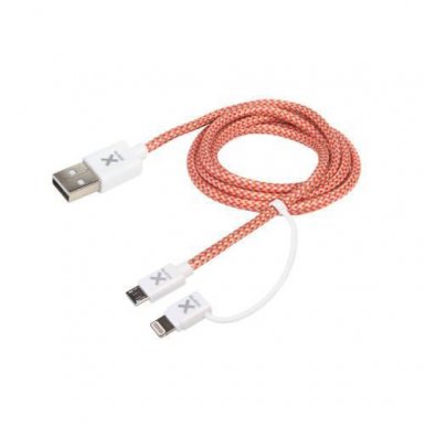 A-Solar Xtorm Dual Charging Cable CX009 - плетен 2 в 1 кабел за устройства с microUSB и Lightning