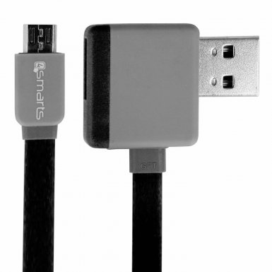 4smarts StackWire Micro-USB Data Cable 1m - компактен microUSB кабел с USB изход за мобилни устройства с microUSB вход (черен-сив)