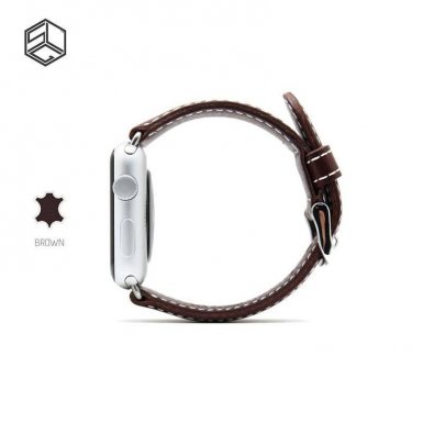 SLG G6 Stripe Leather - дизайнерска кожена каишка за Apple Watch 38мм, 40мм(кафяв)