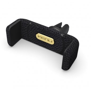 Kenu Airframe Plus Mount Black Leather - луксозна кожена поставка за радиатора на кола за смартфони с ширина до 8.3 см. (черна)