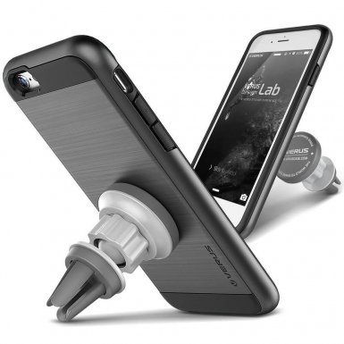Verus Verge Metal Plate - хибриден кейс с поставка за iPhone 6S, iPhone 6 (черен)