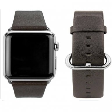 Caseual Leather Band - класическа кожена каишка от естествена кожа за Apple Watch 42мм (тъмнокафяв)