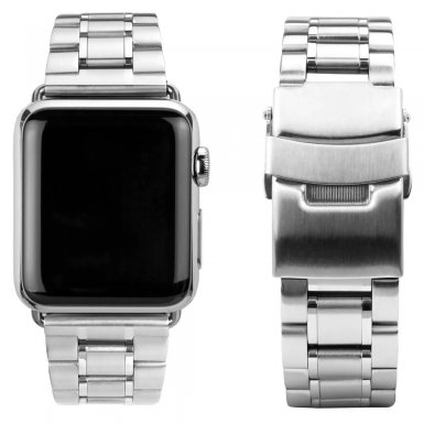 Caseual Steel Band - стоманена каишка с полирани елементи за Apple Watch 38мм, 40мм (сребрист)