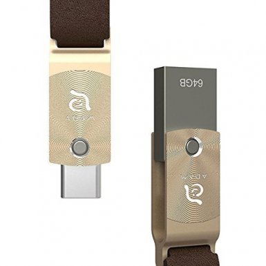 Adam Elements Roma Dual USB Drive 64GB - USB памет с USB-C и USB 3.1 портове за компютри, смартфони и таблети (златист)