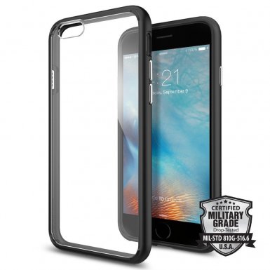 Spigen Ultra Hybrid Black Case - хибриден кейс с висока степен на защита за iPhone 6, iPhone 6S (черен-прозрачен)