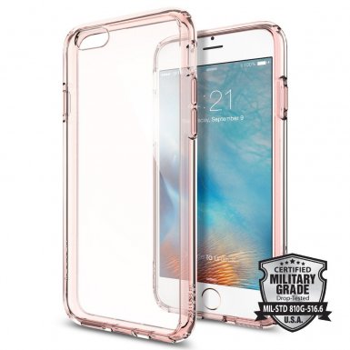 Spigen Ultra Hybrid Rose Crystal Case - хибриден кейс с висока степен на защита за iPhone 6, iPhone 6S (розов-прозрачен)