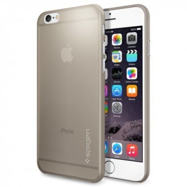 Spigen AirSkin Case - качествен ултратънък (0.4 mm) кейс за iPhone 6 (златист-опушен)