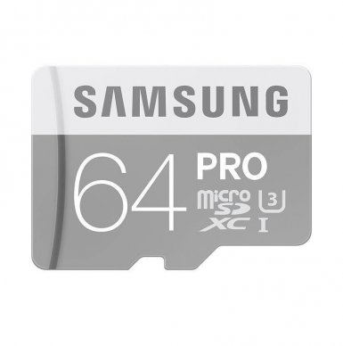 Samsung MicroSDXC Pro 64GB UHS-1 (клас 10) - MicroSDXC памет със SD адаптер за Samsung устройства (подходяща за GoPro)