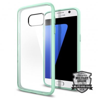Spigen Ultra Hybrid Case - хибриден кейс с висока степен на защита за Samsung Galaxy S7 (прозрачен-светлосин)