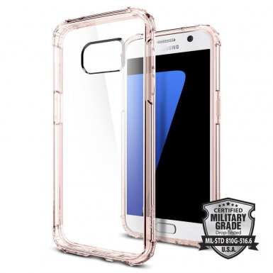 Spigen Crystal Armor Tech Shell Case - хибриден кейс с висока степен на защита за Samsung Galaxy S7 (прозрачен-розов)