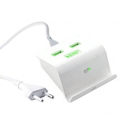 Puro Dual USB Fast Charging Base 24W, 4.8A - захранване с 2 USB изхода за мобилни телефони и таблети (бял)