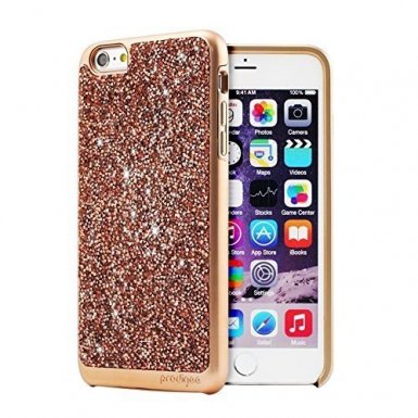 Prodigee Fancee Case - хибриден удароустойчив кейс с кристали за iPhone 6S, iPhone 6 (розово злато)
