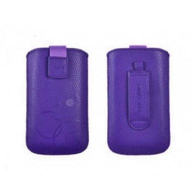 Telone Deko 1 Pouch Size 17 - вертикален кожен калъф, тип джоб с лента за издърпване за iPhone 6 Plus, iPhone 6S Plus, Samsung Galaxy Note 4 и други (лилав)