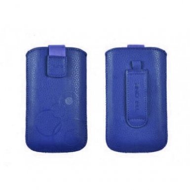 Telone Deko 1 Pouch Size 17 - вертикален кожен калъф, тип джоб с лента за издърпване за iPhone 6 Plus, iPhone 6S Plus, Samsung Galaxy Note 4 и други (син)