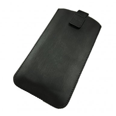 Telone Neo Pouch Size 14 - вертикален кожен калъф, тип джоб с лента за издърпване за HTC M8, LG G3, Samsung Galaxy Note 1, Sony E4/T3/Z1/Z2/Z3 и други (черен)