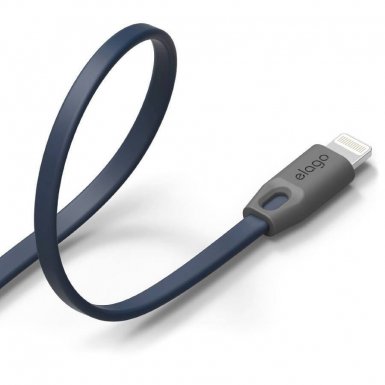 Elago Tangle-Free Lightning USB Cable - сертифициран MFI Lightning кабел за iPhone, iPad, iPod с Lightning (сив-син)