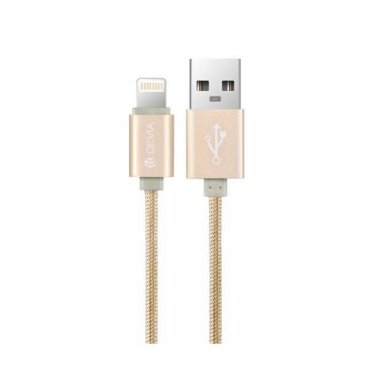 Devia Fashion MFI Lightning Data Cable 2m. - сертифициран плетен lightning кабел (200см.) за iPhone, iPad и iPod с Lightning вход (златист)