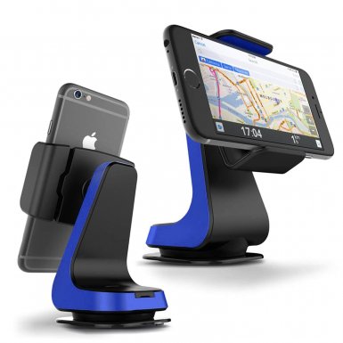 Verus Hybrid Grab - поставка за стъкло и гладки повърхности за iPhone, Samsung и смартфони до 6.3 инча (синя)