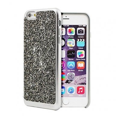 Prodigee Fancee Case - хибриден удароустойчив кейс с кристали за iPhone 6S, iPhone 6 (сребрист)
