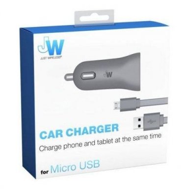 Just Wireless CC Dual microUSB Car Charger 3.1A - зарядно за кола с два USB изхода и microUSB кабел за мобилни устройства