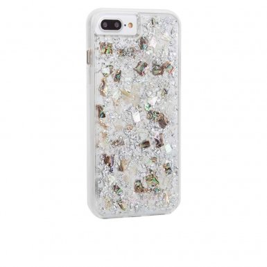 CaseMate Karat Case - дизайнерски кейс с истински перлени и сребърни нишки и висока защита за iPhone 8 Plus, iPhone 7 Plus, iPhone 6S Plus, iPhone 6 Plus (перлен)