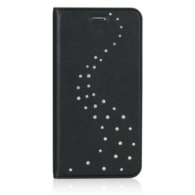 Bling My Thing Primo Milky Way Pure Brilliance - кожен калъф, тип портфейл с кристали Сваровски за iPhone 8 Plus, iPhone 7 Plus (черен)