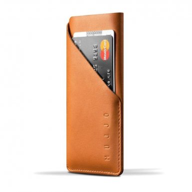 Mujjo Leather Wallet Sleeve - кожен (естествена кожа) калъф с джоб за кредитна карта за iPhone 8, iPhone 7 (кафяв)