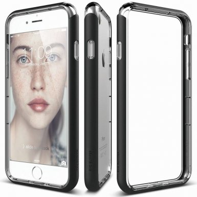 Elago Bumper Case - бъмпер и комплект защитни покрития за дисплея и задната част за iPhone 8, iPhone 7 (черен)