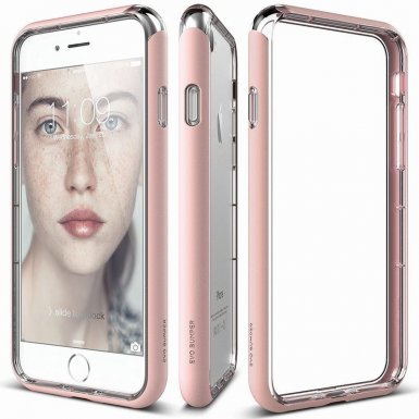 Elago Bumper Case - бъмпер и комплект защитни покрития за дисплея и задната част за iPhone 8, iPhone 7 (розов)