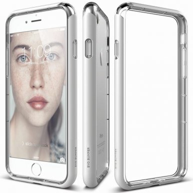 Elago Bumper Case - бъмпер и комплект защитни покрития за дисплея и задната част за iPhone 8, iPhone 7 (бял)