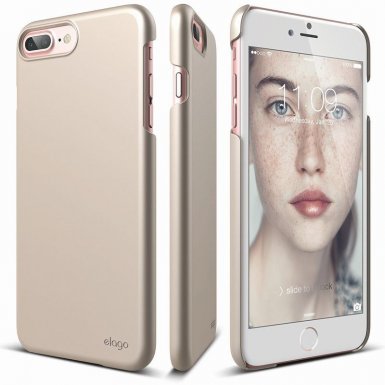 Elago S7 Slim Fit 2 Case + HD Clear Film - поликарбонатов кейс и HD покритие за iPhone 8 Plus, iPhone 7 Plus (златист)