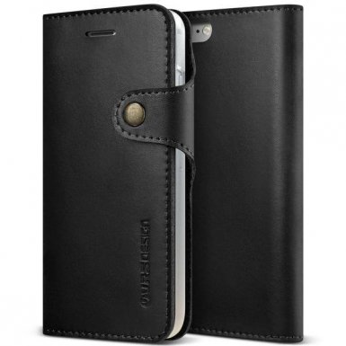 Verus Native Diary Case - кожен калъф (естествена кожа), тип портфейл за iPhone 8, iPhone 7 (черен)